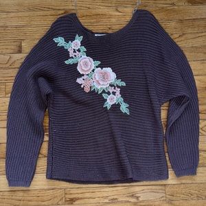 Purple and flower sweater